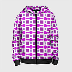 Детская толстовка на молнии Фиолетовые кирпичики и белые полосы