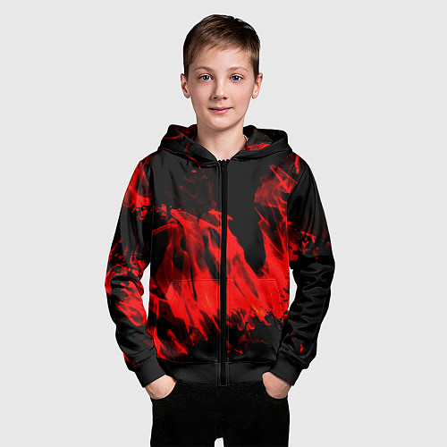 Детская толстовка на молнии Красное пламя / 3D-Черный – фото 3
