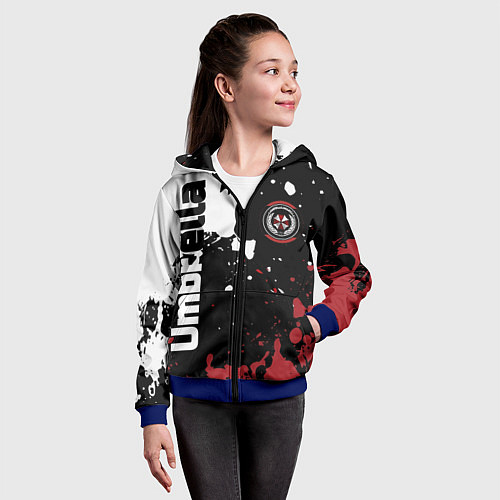 Детская толстовка на молнии Umbrella Security на спортивном красно бело чёрном / 3D-Синий – фото 4