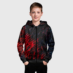 Толстовка на молнии детская Красно чёрные узоры, цвет: 3D-черный — фото 2