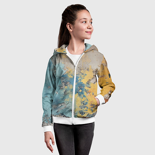 Детская толстовка на молнии Гранжевая стена с краской / 3D-Белый – фото 4