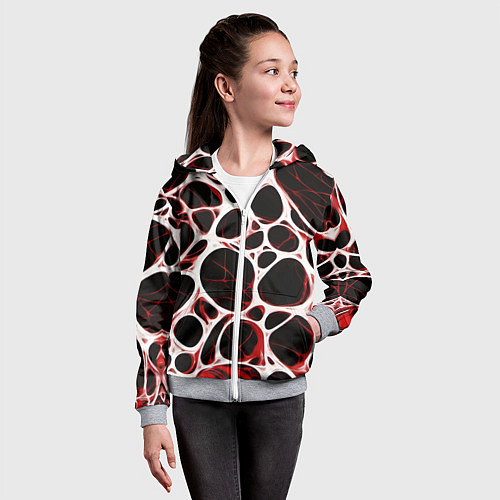 Детская толстовка на молнии Красная морская волна / 3D-Меланж – фото 4