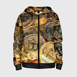 Толстовка на молнии детская Золото цифровой эры, цвет: 3D-черный