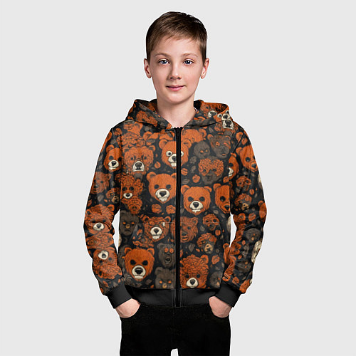 Детская толстовка на молнии Мишки сердитые / 3D-Черный – фото 3