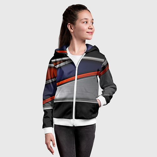 Детская толстовка на молнии Blue black red / 3D-Белый – фото 4