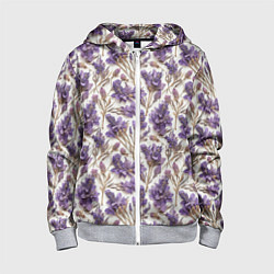 Детская толстовка на молнии Паттерн из сухих цветов лаванды в стиле акварели