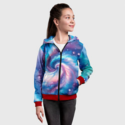 Толстовка на молнии детская Галактический тай-дай, цвет: 3D-красный — фото 2