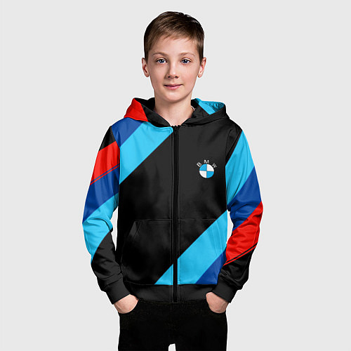Детская толстовка на молнии BMW line / 3D-Черный – фото 3