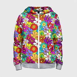 Толстовка на молнии детская Floral multicolour, цвет: 3D-меланж