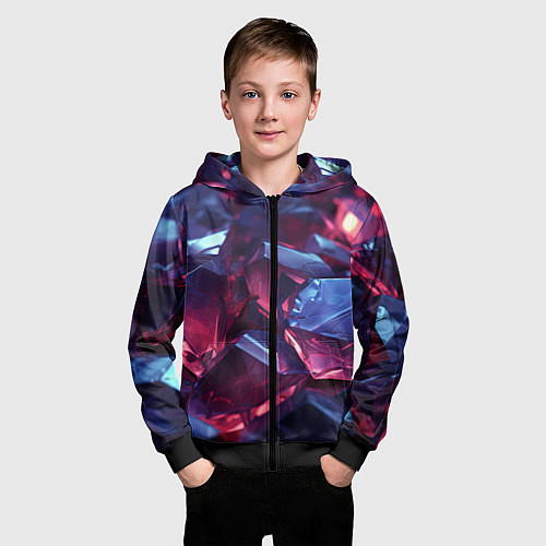 Детская толстовка на молнии Абстрактные стеклянные камни / 3D-Черный – фото 3