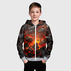 Толстовка на молнии детская Летящие черные камни после взрыва, цвет: 3D-меланж — фото 2