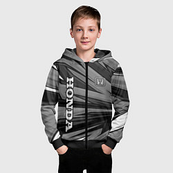Толстовка на молнии детская Honda - монохромный спортивный, цвет: 3D-черный — фото 2