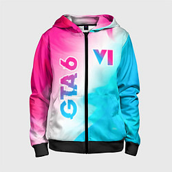 Толстовка на молнии детская GTA 6 neon gradient style вертикально, цвет: 3D-черный