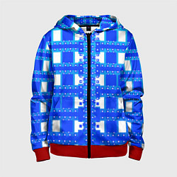 Детская толстовка на молнии Синие и белые квадраты