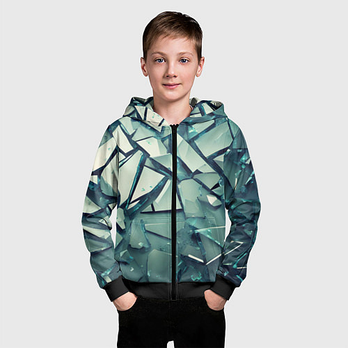 Детская толстовка на молнии Битое стекло текстура / 3D-Черный – фото 3