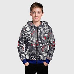 Толстовка на молнии детская Разные грибы, цвет: 3D-синий — фото 2