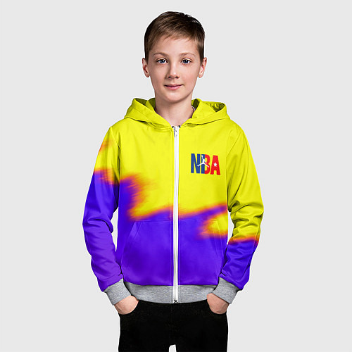Детская толстовка на молнии НБА баскетбол краски неоновые желтые / 3D-Меланж – фото 3