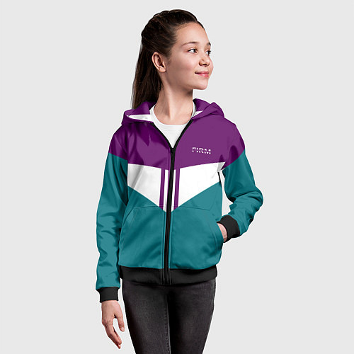 Детская толстовка на молнии FIRM темная сирень и бирюза / 3D-Черный – фото 4