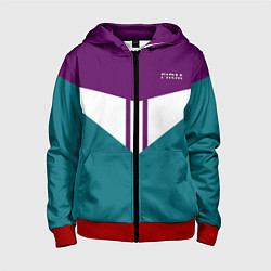Толстовка на молнии детская FIRM темная сирень и бирюза, цвет: 3D-красный