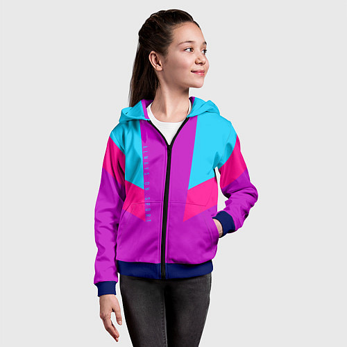 Детская толстовка на молнии Always in sports сиреньевый / 3D-Синий – фото 4