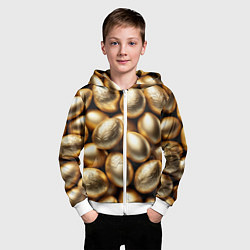 Толстовка на молнии детская Золотые Пасхальные яйца, цвет: 3D-белый — фото 2