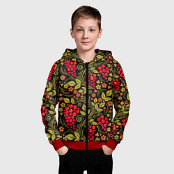 Толстовка на молнии детская Хохломская роспись красные ягоды, цвет: 3D-красный — фото 2