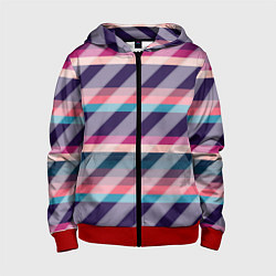 Детская толстовка на молнии Косая клетка: разные оттенки фиолетового