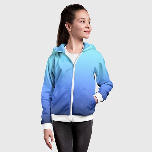 Детская толстовка на молнии Голубой и черно-синий градиент / 3D-Белый – фото 4
