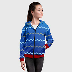 Толстовка на молнии детская Морские зигзаги, цвет: 3D-красный — фото 2