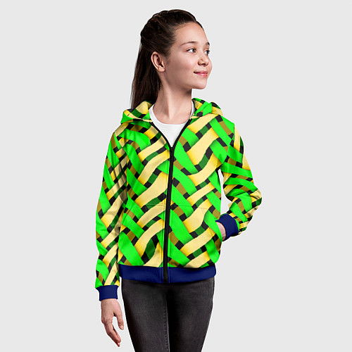 Детская толстовка на молнии Кислотная объёмная плетёнка / 3D-Синий – фото 4