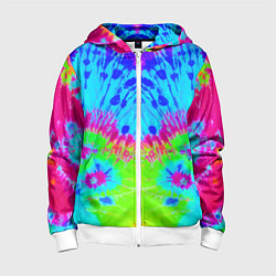 Толстовка на молнии детская Tie-Dye abstraction, цвет: 3D-белый