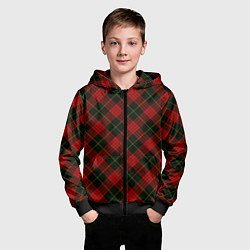 Толстовка на молнии детская Красно-зелёный клетчатый, цвет: 3D-черный — фото 2