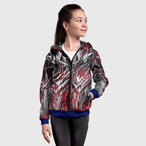 Детская толстовка на молнии Острый металл красный / 3D-Синий – фото 4