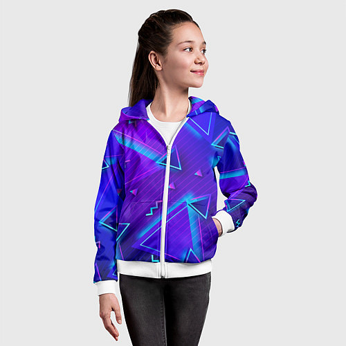 Детская толстовка на молнии Neon Pattern colored / 3D-Белый – фото 4
