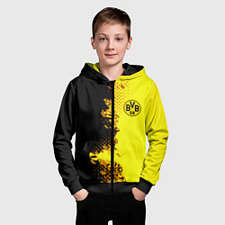 Толстовка на молнии детская Borussia fc sport краски, цвет: 3D-черный — фото 2