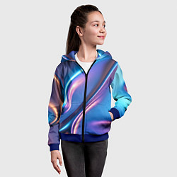 Толстовка на молнии детская Сплав металла голографический, цвет: 3D-синий — фото 2