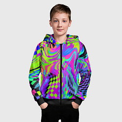 Толстовка на молнии детская Психоделический глитч, цвет: 3D-черный — фото 2