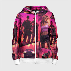 Толстовка на молнии детская GTA V style art, цвет: 3D-белый