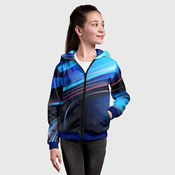 Толстовка на молнии детская Синяя и черная абстракция геометрическая, цвет: 3D-синий — фото 2