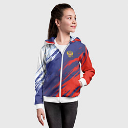 Толстовка на молнии детская Россия Sport брызги красок триколор, цвет: 3D-белый — фото 2