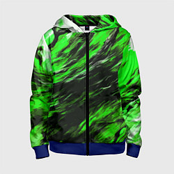 Детская толстовка на молнии Чёрная и зелёная буря