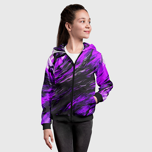 Детская толстовка на молнии Чёрная и розовая буря / 3D-Черный – фото 4