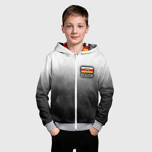 Детская толстовка на молнии 15 регион на спине / 3D-Меланж – фото 3