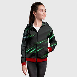 Толстовка на молнии детская Спортивный черно-зеленый стиль, цвет: 3D-красный — фото 2
