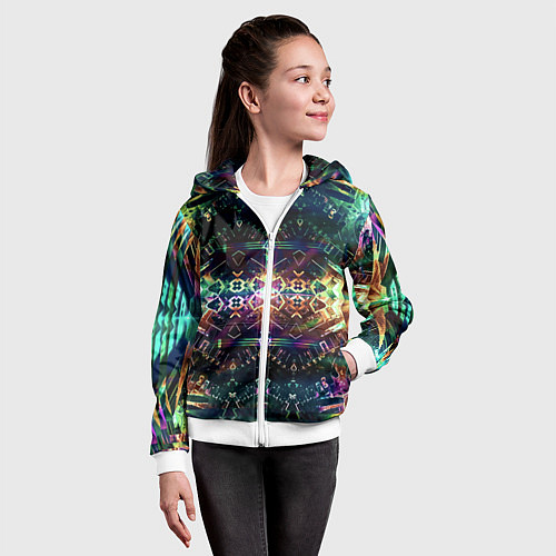 Детская толстовка на молнии Медитативный арт / 3D-Белый – фото 4