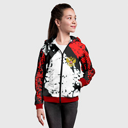 Толстовка на молнии детская Россия краски текстура, цвет: 3D-красный — фото 2