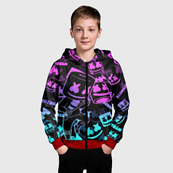 Толстовка на молнии детская Marshmello neon pattern, цвет: 3D-красный — фото 2