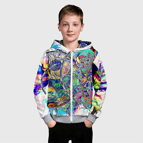 Детская толстовка на молнии Сплетенные круги Инь Ян / 3D-Меланж – фото 3