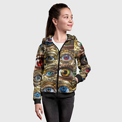 Толстовка на молнии детская Металлические глаза в стиле стимпанк, цвет: 3D-черный — фото 2