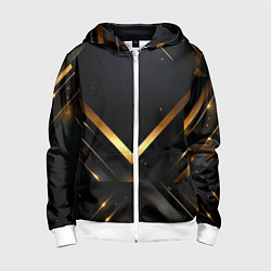 Толстовка на молнии детская Gold luxury black abstract, цвет: 3D-белый